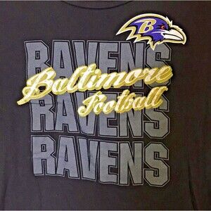 Baltimore Ravens NFL Team Apparel Long Sleeve T-Shirt Women's M Black Cotton Tee